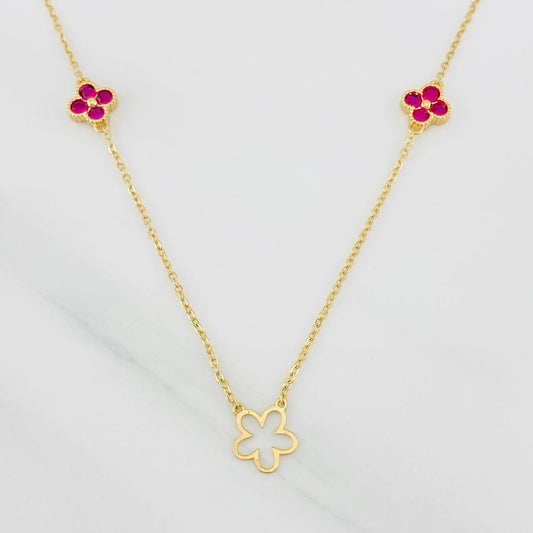 Cadena Aro Seguido Flor 4.65g / 50cm / 1.4mm Oro Amarillo 18K