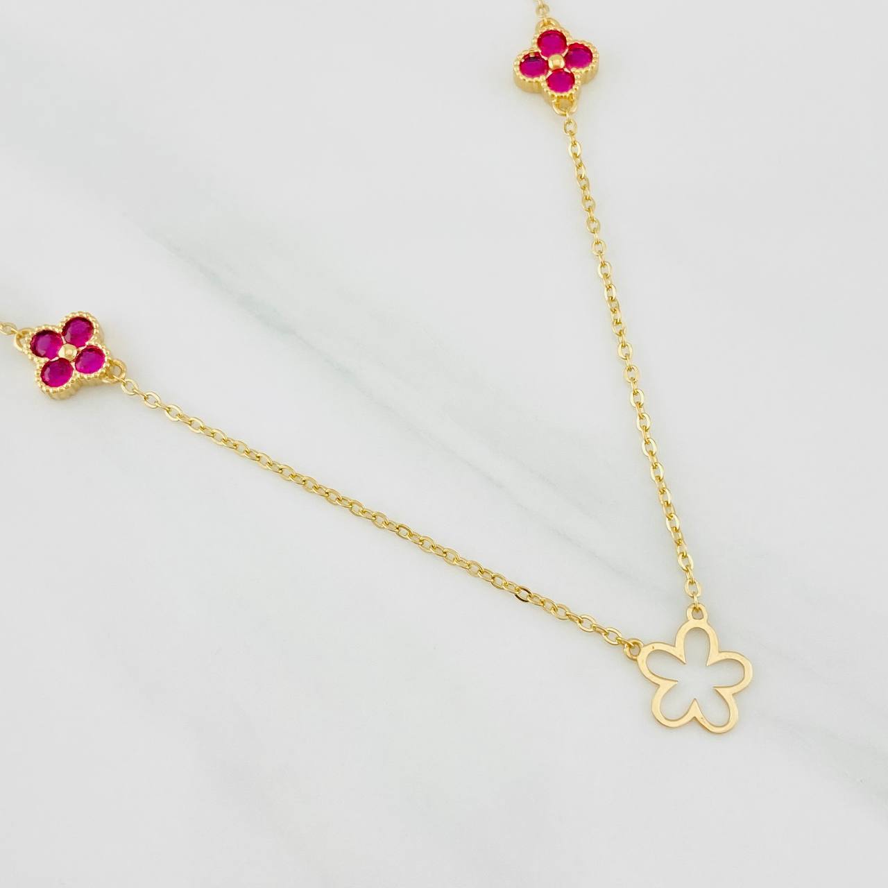 Cadena Aro Seguido Flor 4.65g / 50cm / 1.4mm Oro Amarillo 18K