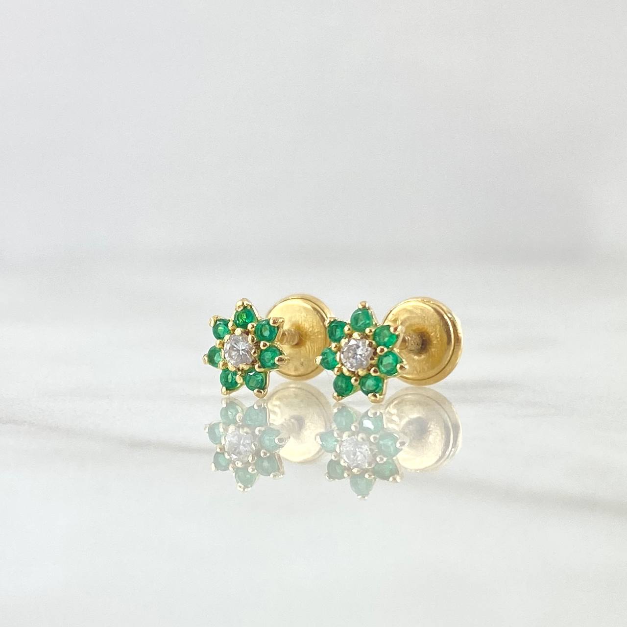 Topos Septima Flor 1gr / 6mm Esmeraldas 22pts Diamante 1pts Oro Amarillo 18K (Joya) ©