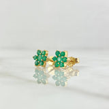 Topos Flor Driada 2.2gr / Esmeraldas 58pts Oro Amarillo 18K (Joya)