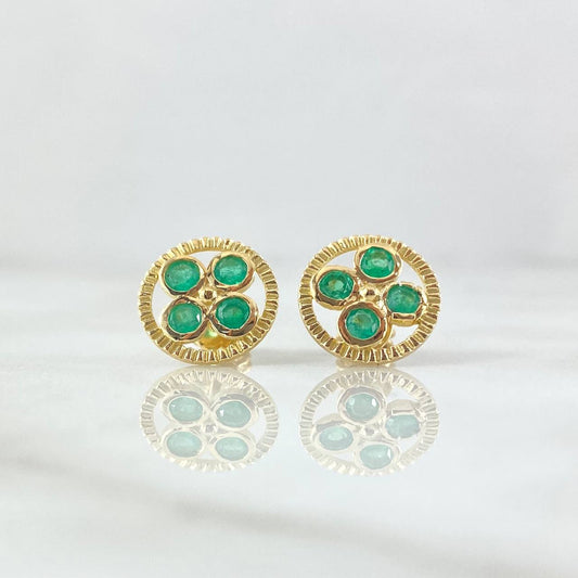 Topos Aro Tetra Mosaical 2.9gr / Esmeraldas 53pts Oro Amarillo 18K (Joya)