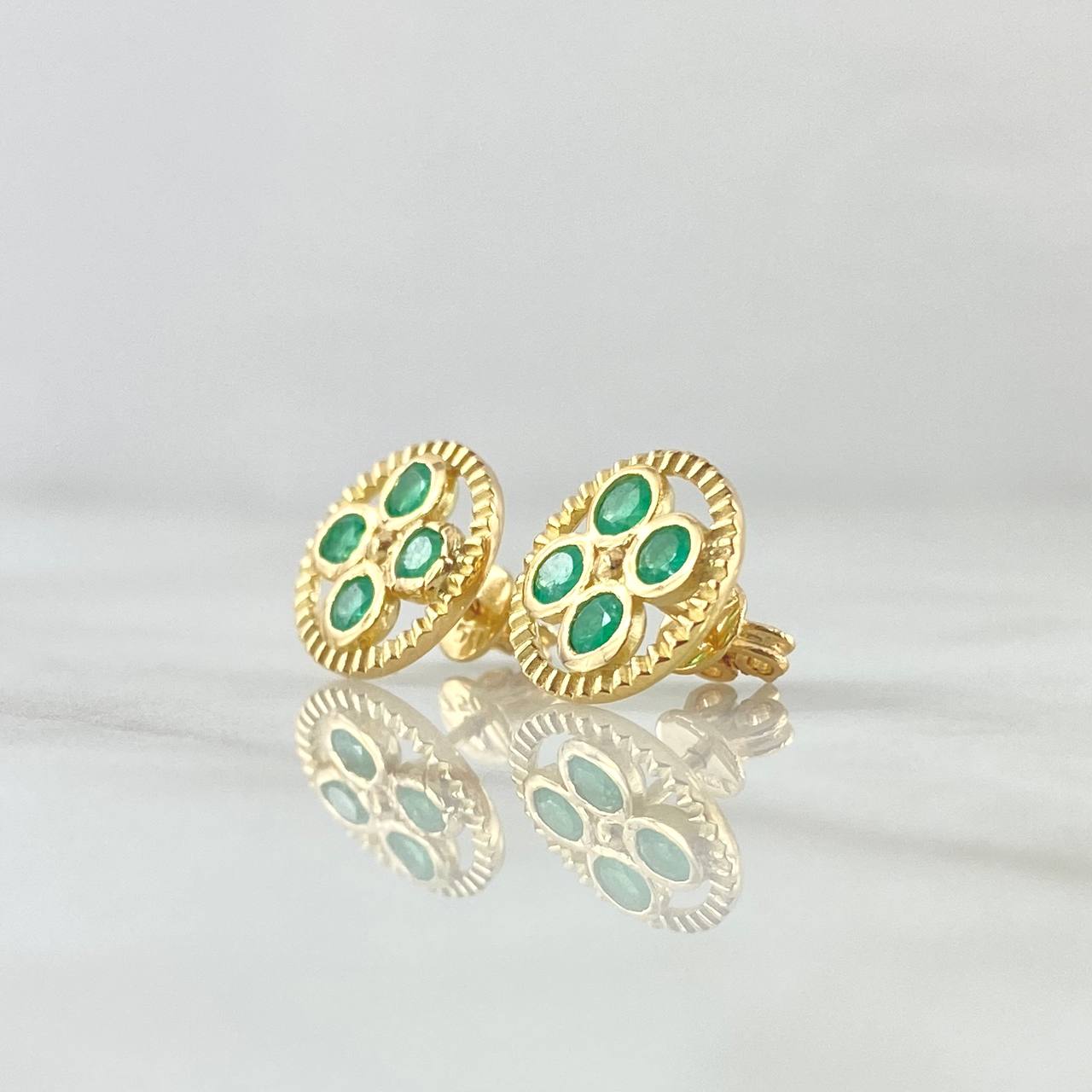 Topos Aro Tetra Mosaical 2.9gr / Esmeraldas 53pts Oro Amarillo 18K (Joya)