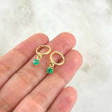 Candongas Punto Colgante 2.1gr / 1.9cm / Esmeralda 52pts Oro Amarillo 18K (Joya)