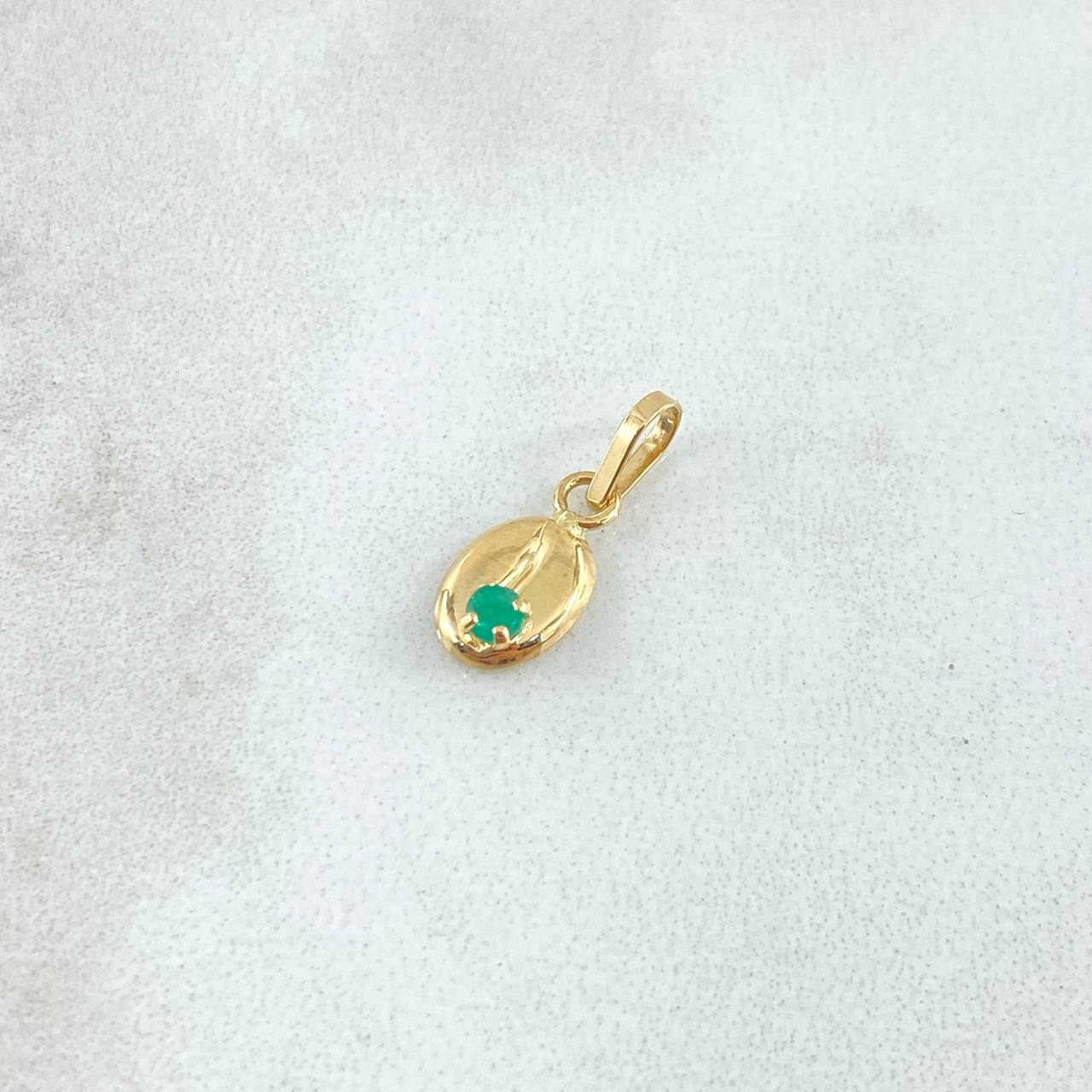 Dije Grano De Café 0.35gr / 1.3cm / Esmeralda 5pts Oro Amarillo 18K (Joya) ©