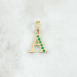 Dije Letra A 0.85gr / 2cm / Esmeraldas 96pts Oro Amarillo 18K (Joya) ©