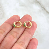 Candongas Estrelladas 2.3gr / 1cm / Esmeraldas 21pts Oro Amarillo 18K (Joya) ©