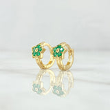 Candongas Estrelladas 2.3gr / 1cm / Esmeraldas 21pts Oro Amarillo 18K (Joya) ©