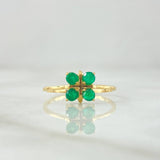 Anillo Flor Cuadricular 1.55gr / T6 3/4 / Esmeraldas 35pts Oro Amarillo 18K (Joya) ©