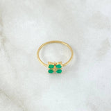 Anillo Flor Cuadricular 1.55gr / T6 3/4 / Esmeraldas 35pts Oro Amarillo 18K (Joya) ©