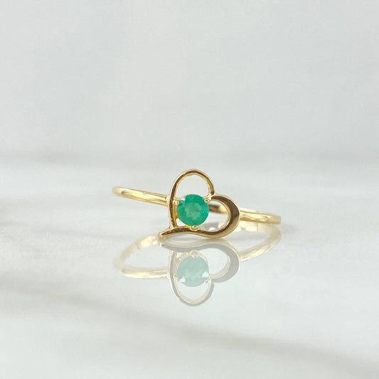 Anillo Corazón Vacío Esmeralda 12pts 1.5gr / T8 / Oro Amarillo 18K ©
