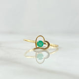 Anillo Corazón Vacío 1.4gr / T6 1/2 / Esmeralda 12pts Oro Amarillo 18K (Joya) ©