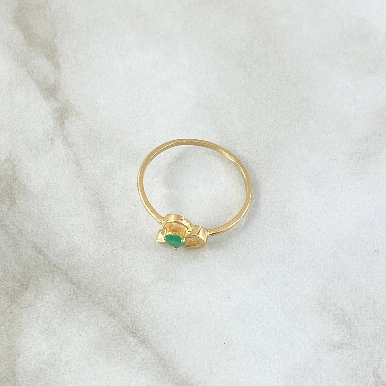 Anillo Corazón Vacío Esmeralda 12pts 1.5gr / T8 / Oro Amarillo 18K ©