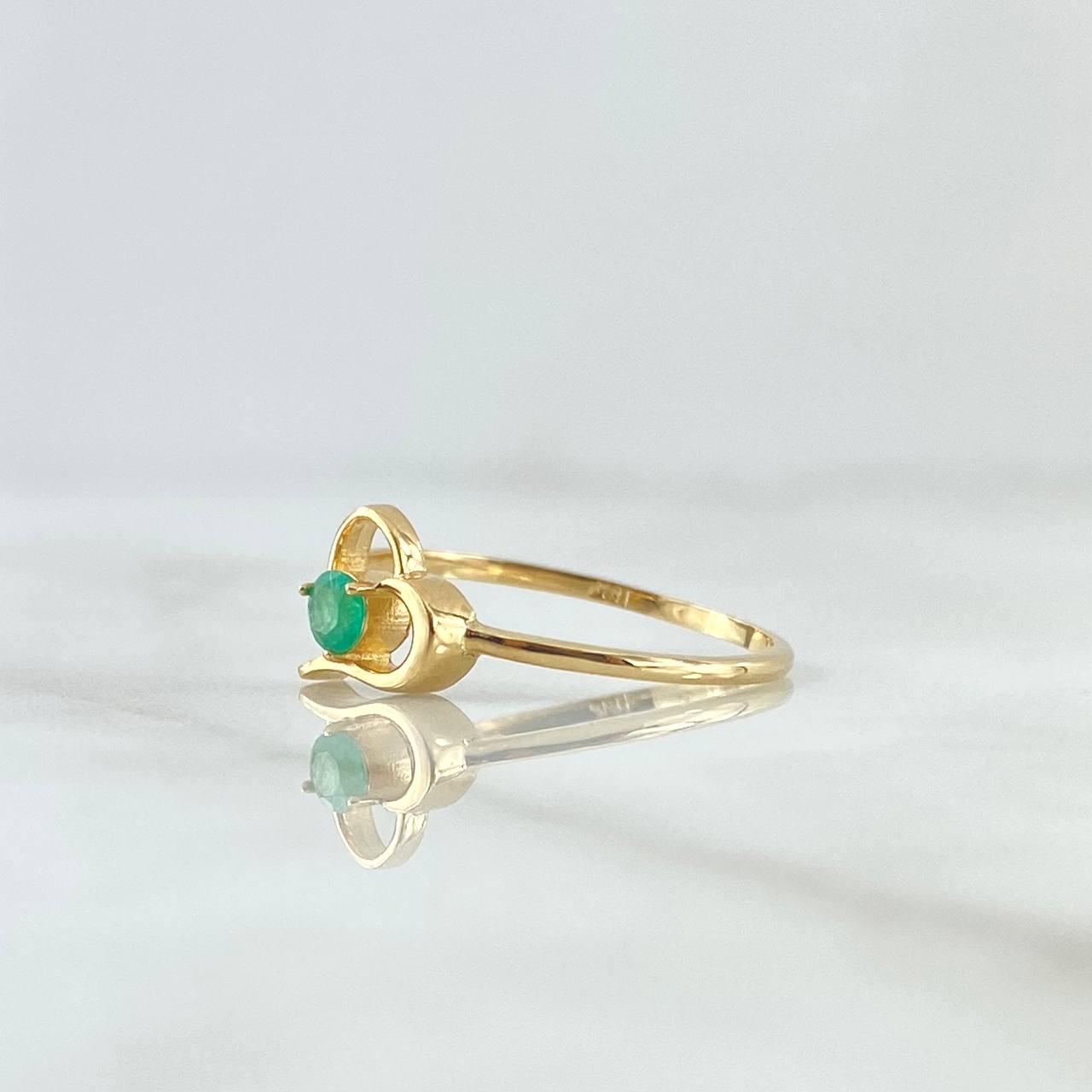 Anillo Corazón Vacío Esmeralda 12pts 1.5gr / T8 / Oro Amarillo 18K ©