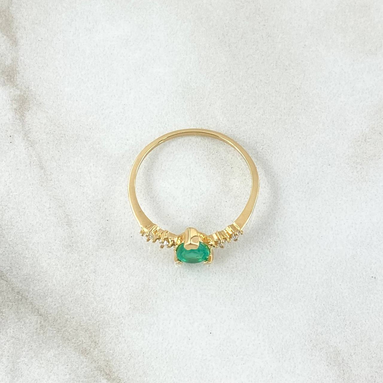 Anillo Marquesa Minimal 1.35gr / T6 3/4 / Esmeralda 58pts Diamantes 5pts Oro Amarillo 18K (Joya) ©