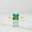 Anillo Flor Cuadricular 1.6gr / T7 / Esmeraldas 35pts Oro Amarillo 18K (Joya)