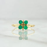 Anillo Flor Cuadricular 1.6gr / T7 / Esmeraldas 35pts Oro Amarillo 18K (Joya)