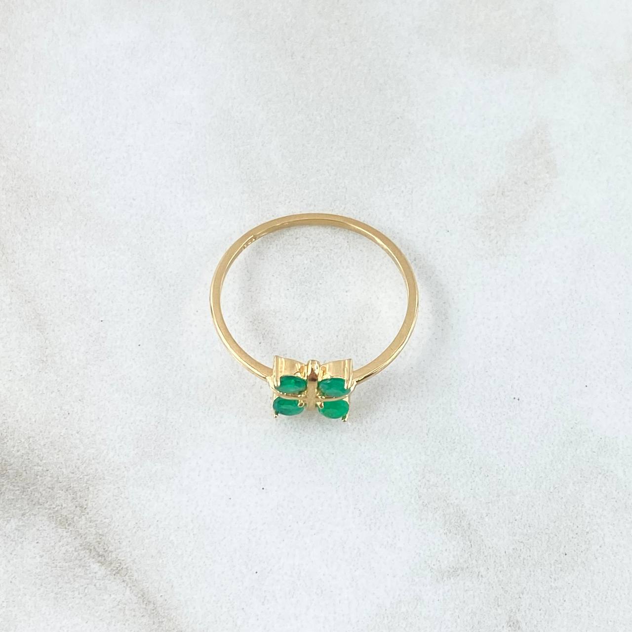 Anillo Flor Cuadricular 1.6gr / T7 / Esmeraldas 35pts Oro Amarillo 18K (Joya)