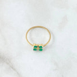Anillo Flor Cuadricular 1.6gr / T7 / Esmeraldas 35pts Oro Amarillo 18K (Joya)