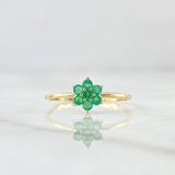 Anillo Flor Driada 1.35gr / T7 1/4 / Esmeraldas 7pts Oro Amarillo 18K (Joya)