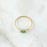 Anillo Flor Driada 1.35gr / T7 1/4 / Esmeraldas 7pts Oro Amarillo 18K (Joya)