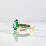 Anillo Solitario Rombico Carril 3.45gr / T7 1/4 / Esmeraldas 1.05 Qts Oro Amarillo 18K (Joya) ©