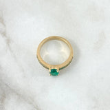 Anillo Solitario Ovalado Carril 4.15gr / T6 3/4 / Esmeraldas 89pts Oro Amarillo 18K (Joya) ©