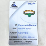 Anillo Solitario Ovalado Carril 4.15gr / T6 3/4 / Esmeraldas 89pts Oro Amarillo 18K (Joya) ©