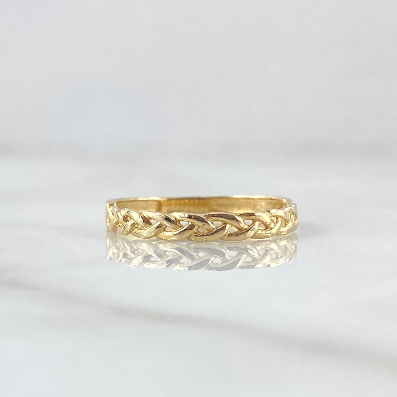 Anillo Trenzado 1.4gr / T7 / Liso Oro Amarillo 18K