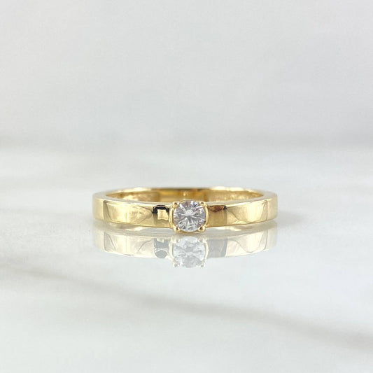 Anillo Solitario Liso Grueso 1.85gr / T6 3/4 / Circon Blanco Oro Amarillo 18K