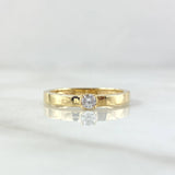 Anillo Solitario Liso Grueso 1.85gr / T6 3/4 / Circon Blanco Oro Amarillo 18K