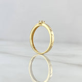 Anillo Solitario Liso Grueso 2gr / T6 1/4 / Circon Blanco Oro Amarillo 18K