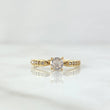 Anillo Puntas de Olivo 1.35gr / T4 1/4 / Circones Blancos Oro Amarillo 18K
