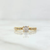 Anillo Puntas de Olivo 1.35gr / T4 1/4 / Circones Blancos Oro Amarillo 18K