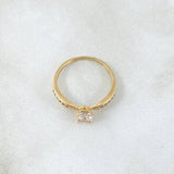 Anillo Puntas de Olivo 1.35gr / T4 1/4 / Circones Blancos Oro Amarillo 18K