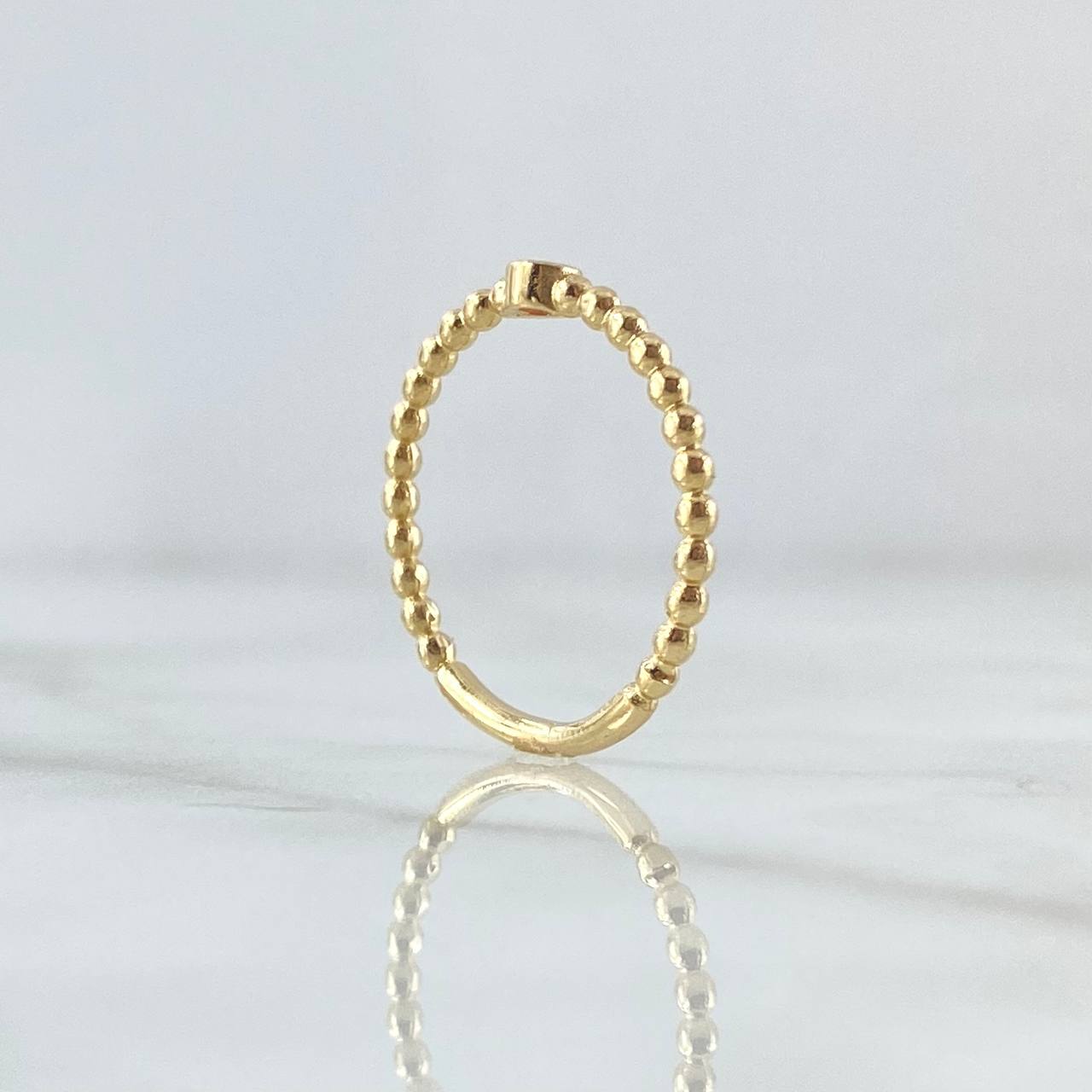 Anillo Solitario Bisel Esferas 1.6gr / T6 1/4 / Circon Fucsia Oro Amarillo 18K