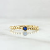 Anillo Solitario Bisel Esferas 1.65gr / T6 1/2 / Circon Azul Rey Oro Amarillo 18K