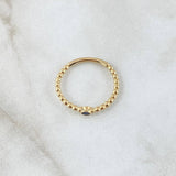 Anillo Solitario Bisel Esferas 1.65gr / T6 1/2 / Circon Azul Rey Oro Amarillo 18K