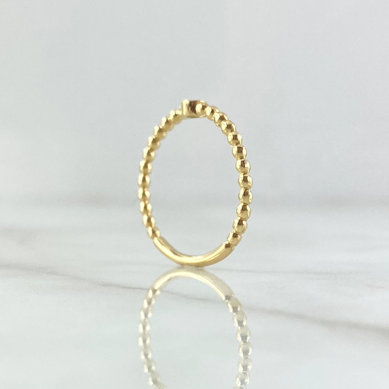 Anillo Solitario Bisel Esferas 1.65gr / T6 1/2 / Circon Azul Rey Oro Amarillo 18K