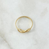 Anillo Medio Infinito 1.65gr / T6 1/2 / Circones Blancos Oro Amarillo 18K ©