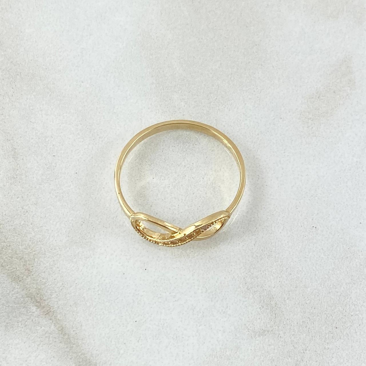 Anillo Medio Infinito 1.5gr / T6 3/4 / Circones Blancos Oro Amarillo 18K