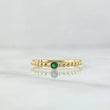 Anillo Solitario Bisel Esferas 1.7gr / T7 1/4 / Circon Verde Oro Amarillo 18K