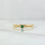 Anillo Solitario Bisel Esferas 1.7gr / T7 1/4 / Circon Verde Oro Amarillo 18K