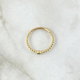 Anillo Solitario Bisel Esferas 1.7gr / T7 1/4 / Circon Verde Oro Amarillo 18K