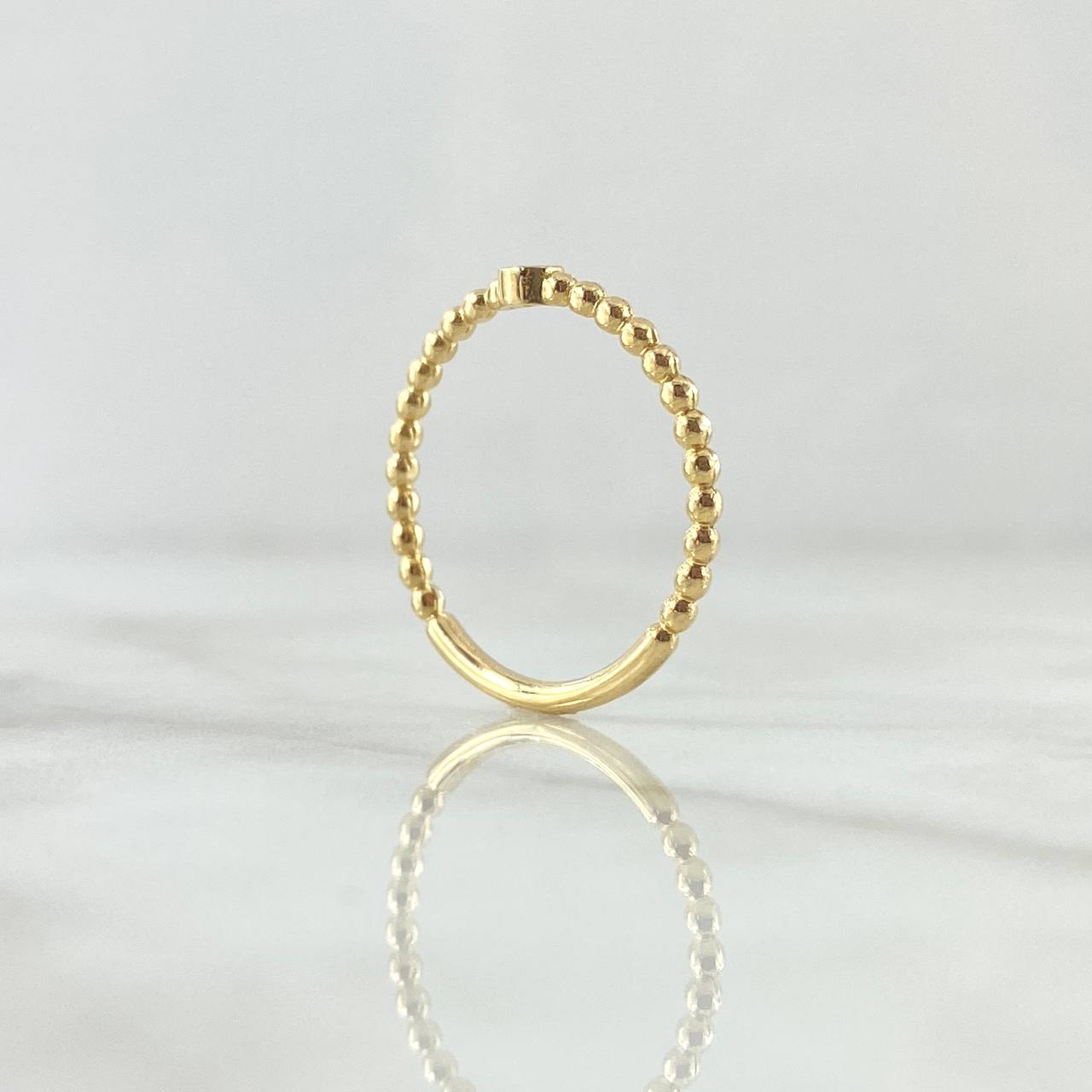 Anillo Solitario Bisel Esferas 1.7gr / T7 1/4 / Circon Verde Oro Amarillo 18K