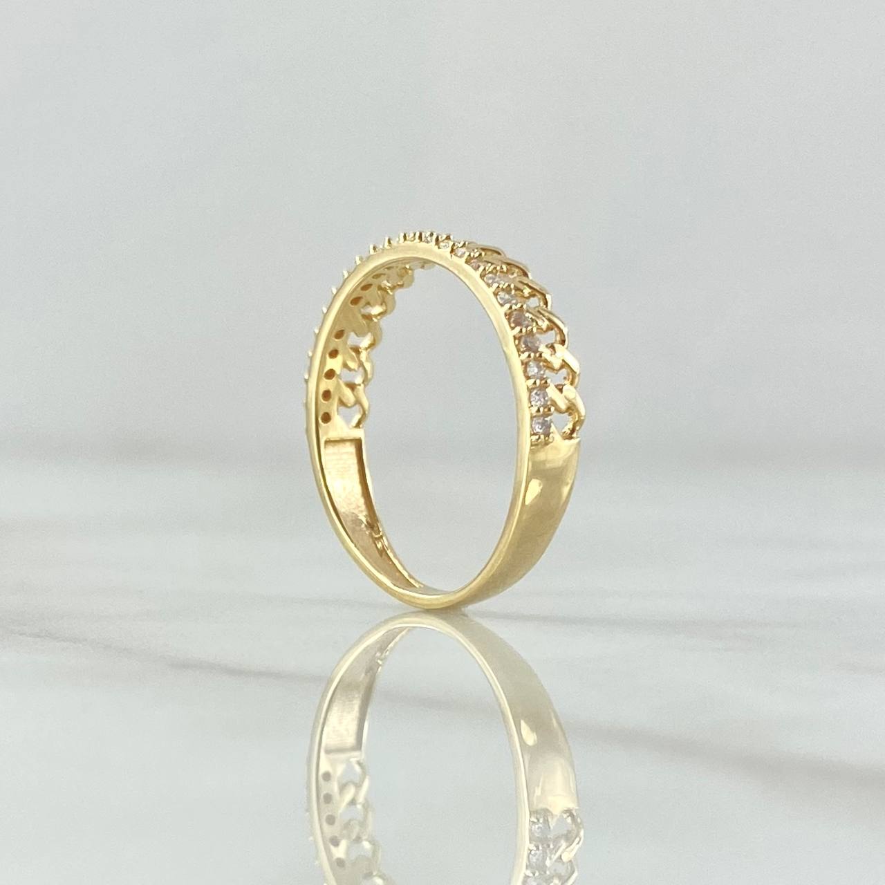 Anillo Cubano Churumbela 1.7gr / T5 1/4 / Circones Blancos Oro Amarillo 18K
