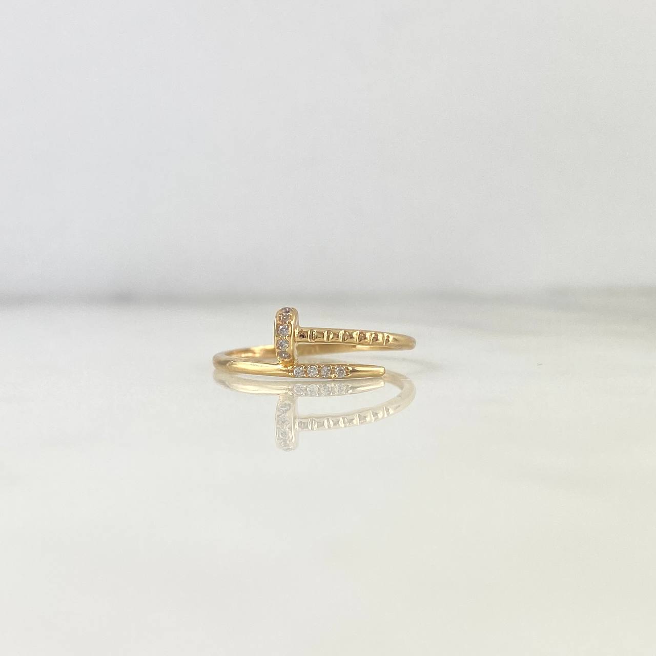 Anillo Clavo 1.15gr / T6 1/4 / Circones Blancos Oro Amarillo