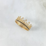 Anillo Corona 2.65gr / T7 1/4 / Circones Negros Oro Amarillo