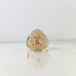 Anillo Virgen de Guadalupe Filigrana 6.4gr / T6 1/2 / Circones Blancos Fucsias Verdes Dos Oros Amarillo Blanco