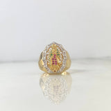 Anillo Virgen de Guadalupe Filigrana 6.4gr / T6 1/2 / Circones Blancos Fucsias Verdes Dos Oros Amarillo Blanco