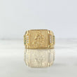 Anillo Virgen Del Carmen Cuadrado 6.4gr / T10 3/4 / Texturizado Circones Verdes Blancos Oro Amarillo